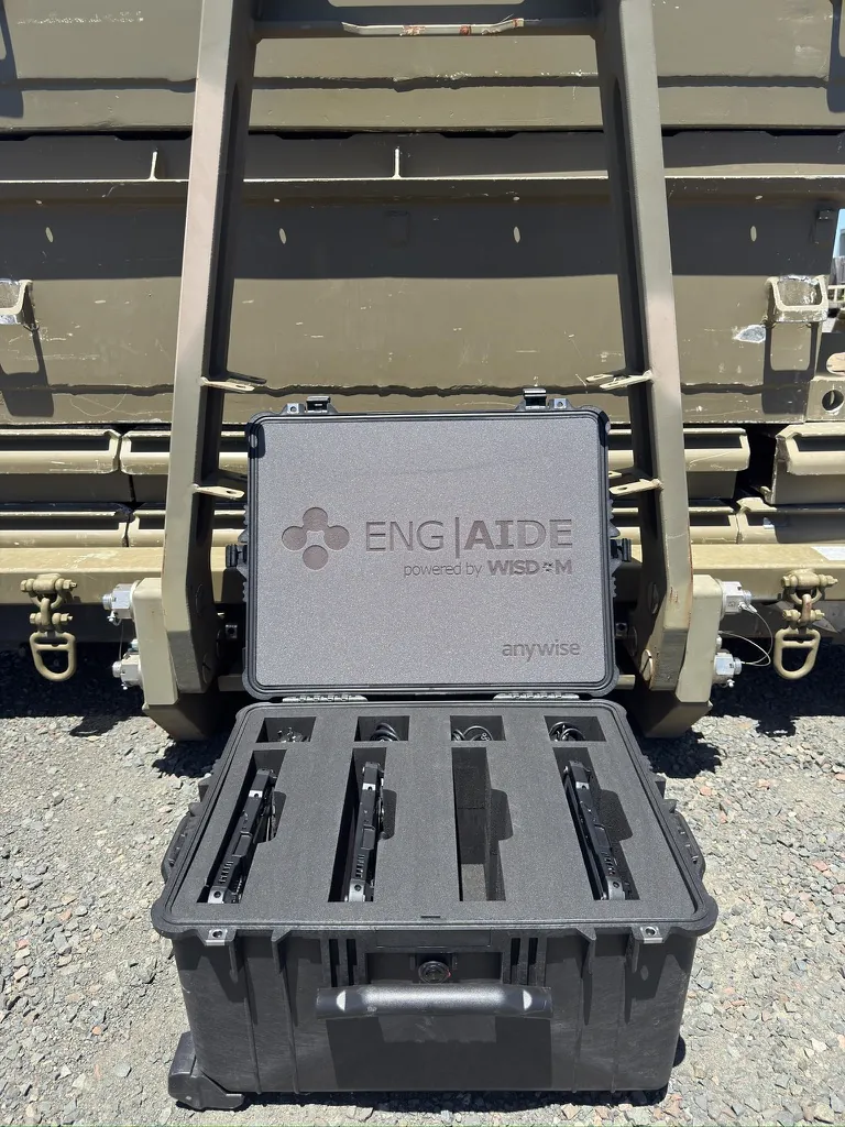 The ENG|AIDE field kit case open on a deployed military bridge