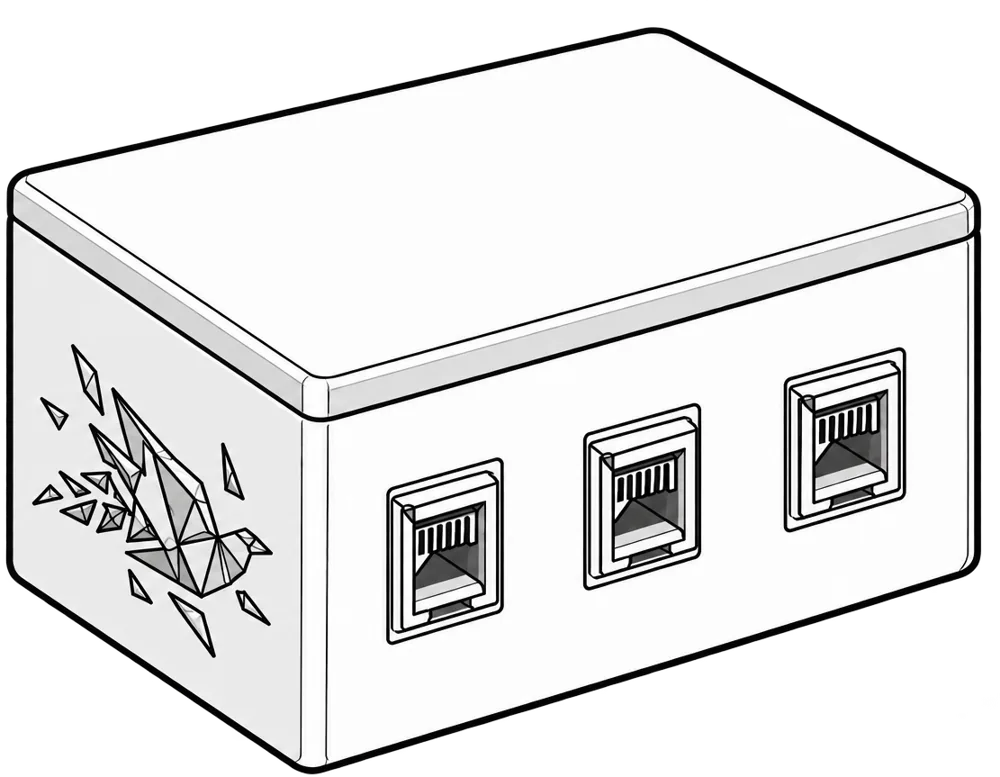 The SWIFT hub: a compact rugged unit with three network ports